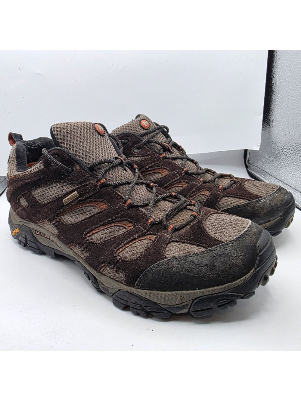 Merrell Moab Mens Size 15 Brown Hiking Shoes Gore-Tex Vibram Soles Durable Outdo